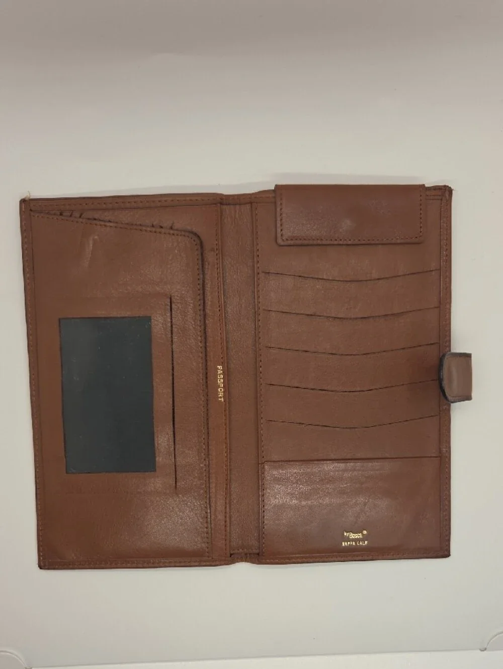 Bosca Nappa Calf Brown Leather Men's Wallet Organizer with Snap Closure
